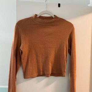 Women's Ribbed Long Sleeve Top - Orange